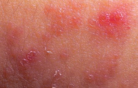 Una piel que luce con una infección descascarada.